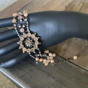 Anthropologie Dimitriadis Crystal Bead Bracelet Champagne Blush AB Stones READ